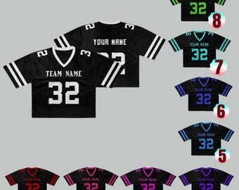 Camiseta de fútbol personalizada, top corto con nombre y número personalizados, estilo urbano, atuendo hip hop de verano, béisbol para niñas.