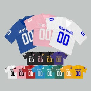 Women&#39;s Custom Football Jersey, Personalized Short Sleeve Uniform with Team Name And Number for Cheerleading or Sports, Girls Football