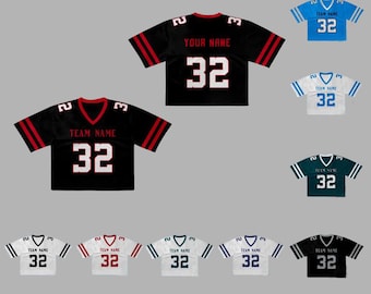 Camiseta de fútbol personalizada, top corto con nombre y número personalizados, estilo urbano, atuendo hip hop de verano, fútbol femenino.