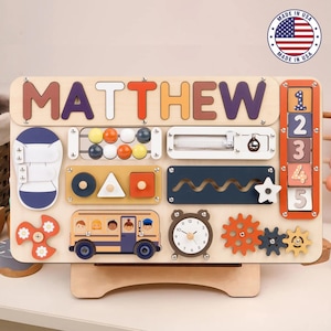 Personalized Baby Busy Board, First Birthday Gift, Custom Name Puzzle, Baby Girl & Boy Gift, Baby Shower Gift, Unique Gifts for Kids