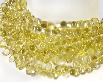 Lemon Quartz Beads Lemon Quartz Teardrops Smooth Quartz Teardop Smooth  Quartz Briolettes  Earth Mined Gemstone   10 or 15 Beads   6x4mm