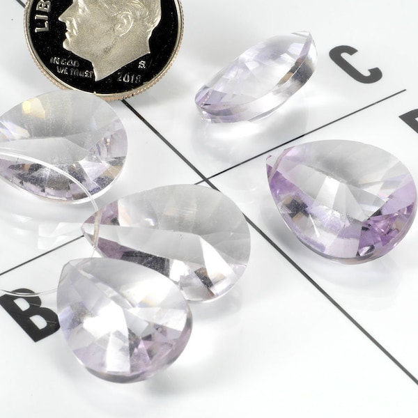 Pink Amethyst Beads, Step Faceted Teardrop Briolettes, Fancy-Cut Double-Concave, Earth Mined Gemstone    One Focal Bead    16x11 to 20x15mm