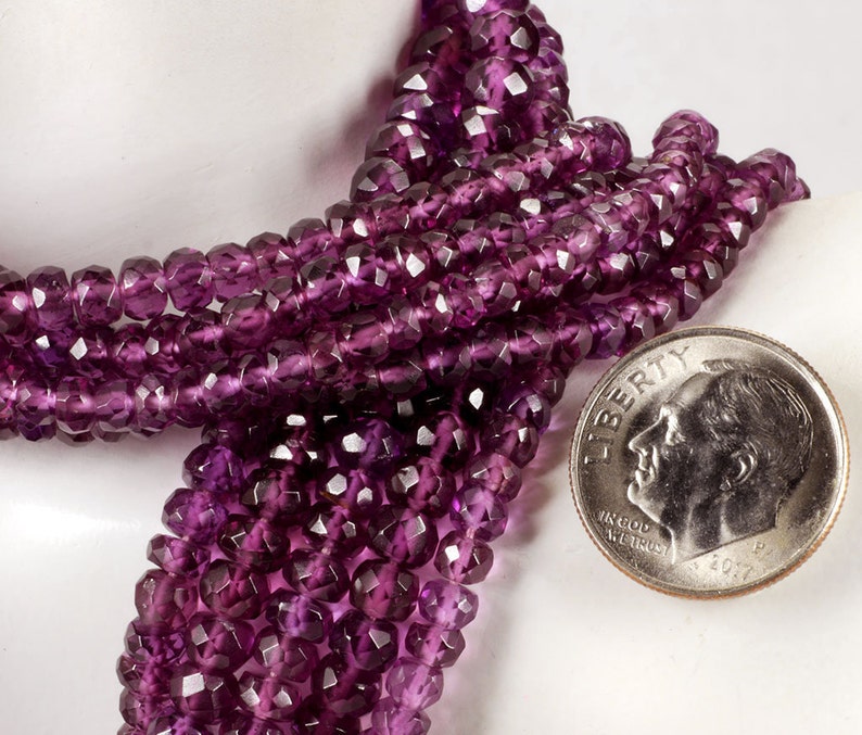 Garnet Beads Rhodolite Garnets Faceted Rondelles Roundels Rondels January Birthstone Earth Mined Gem 4 or 8-Inch Strand 3 to 5mm