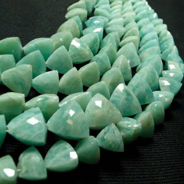 Amazonite Beads Trillion Beads Briolettes Triangles Pyramids Trilliants Earth Mined Gemstone - 4 Inch Strand - 9x9mm to 10x10mm