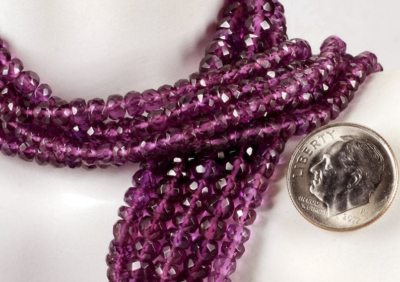 Garnet Beads Rhodolite Garnets Faceted Rondelles Roundels Rondels January Birthstone Earth Mined Gem 4 or 8-Inch Strand 3 to 5mm