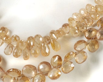 Light Golden Brown Zircon Beads Faceted Teardrops or Hearts (5x3 to 6x4mm) Earth Mined Gemstone -  Choose Number of Beads