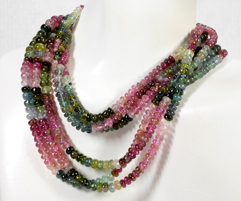 Tourmaline Beads Rondelles Smooth Watermelon Tourmaline Rondelles Roundels Rondels Earth Mined Gemstone 3 to 5mm One 4.5 Inch Strand