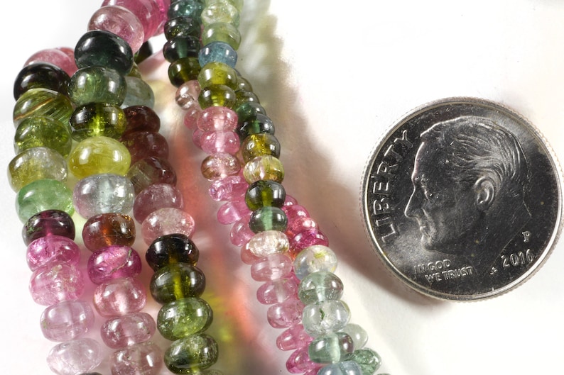 Tourmaline Beads Rondelles Smooth Watermelon Tourmaline Rondelles Roundels Rondels Earth Mined Gemstone 3 to 5mm One 4.5 Inch Strand