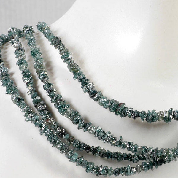 Blue Green Diamonds Genuine Raw Diamond Chips Earth Mined Precious Stone      3.5-inch or 1-inch Strand    About 2 to 3mm