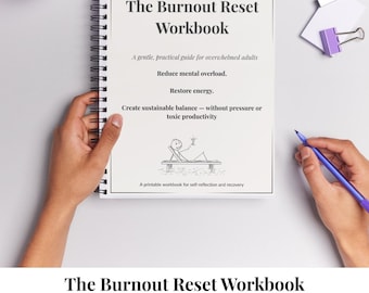 Burnout Reset Workbook, Overwhelm Recovery Guide for Adults , Stress Relief, Self-Care, Printable,  Mental Load & Boundaries Workbook