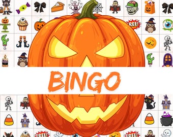 Halloween Bingo Game – 15 Printable Cards, Kids Party Activity (PDF)