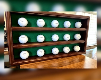 Vetrina in legno per palline da golf / Porta palline da collezione per 15 palline / Regalo per papà, decorazione per la tana dell'uomo, ricordo della buca in uno