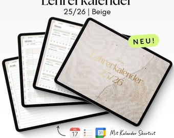 Digital Teacher Calendar 25/26 Beige for GoodNotes, Penly with Google & Apple Calendar Function | noSheets