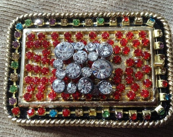 Abel Brand Gold Tone Cross Belt Buckle Embellished Crystals  display picture 1
