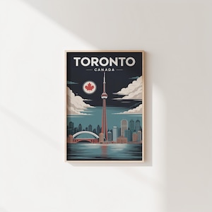 Toronto Canada Travel Poster Print | Vintage CN Tower City Wall Art Decor Digital | Valentine Gift for Couple