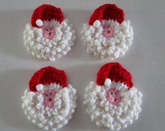 Vintage Christmas Crochet PATTERN, Santa Face Christmas Ornaments, Holiday Decor, Applique, Crochet Ornament