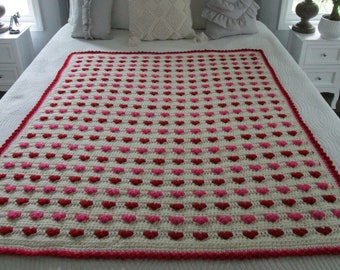 Puffy Hearts Crochet Blanket Pattern: Beginner-Friendly Throw (PDF Pattern)