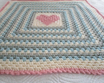 Granny Heart Blanket, Easy Crochet Blanket Pattern, Throw Blanket, Beginner Afghan, Baby Blanket