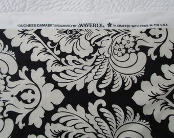 Waverly DUCHESS DAMASK ONYX Black, Sewing Fabric, 100% Cotton Fabric By Yard, 54" Wide