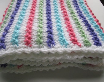 Easy Textured Ribbons Crochet Baby Blanket Pattern (PDF Pattern)