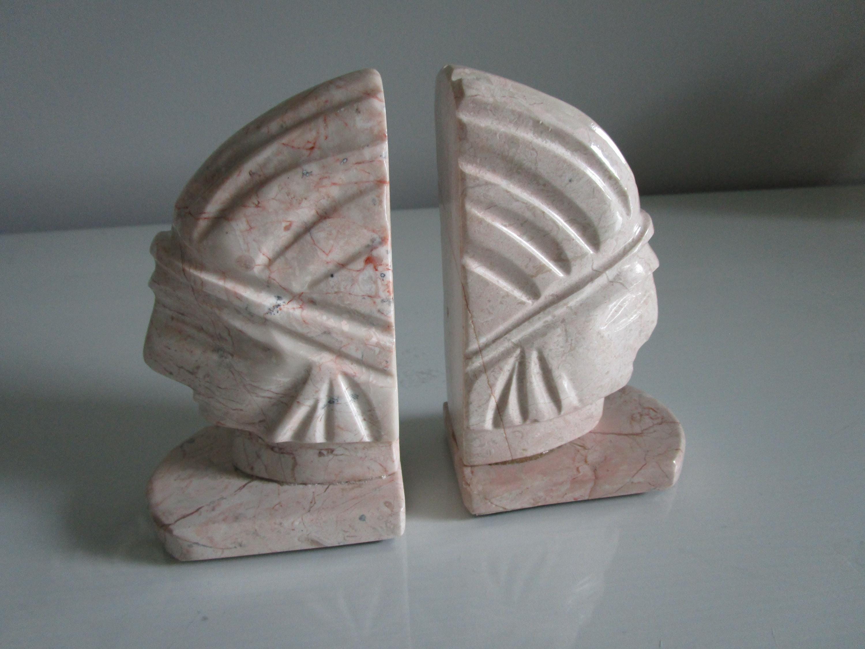 Onyx bookends - indigenous heads Onyx bookends - indigenous heads