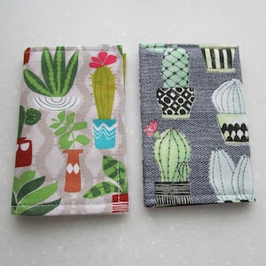 Cartera de mujer con suculentas, tarjetero de cactus, cartera de viaje con identificación