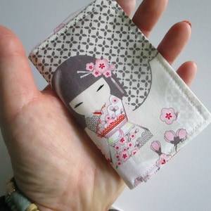 Asian Kimono Doll Wallet, Business Card Holder, Credit Card Wallet, Women's Wallet, ID or Badge Holder