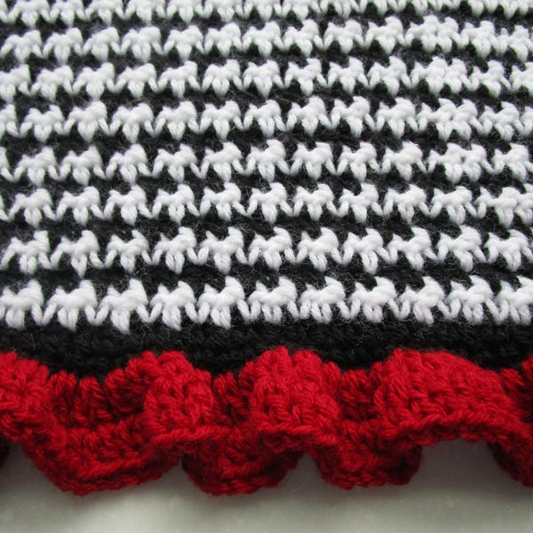 Houndstooth Crochet Baby Blanket Patterns, Chunky Throw Afghan Blanket, Easy Crochet Blanket