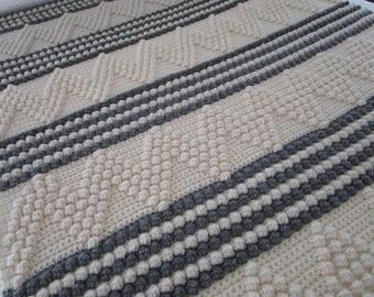 Crochet Pattern, Chevron Bobble Blanket, Crochet Throw, Chunky Blanket, Cozy Blanket, Baby Blanket Pattern
