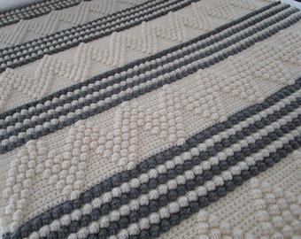 Patrón de crochet para manta Chevron con burbujas: cualquier tamaño (patrón PDF)