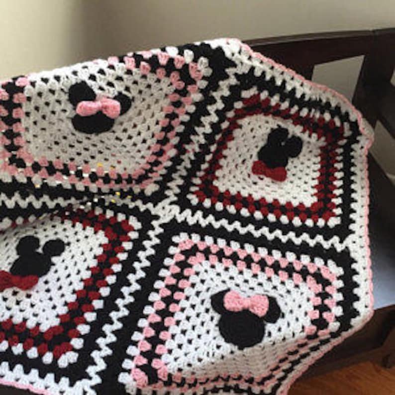 Mickey Mouse and Minnie Mouse Crochet Baby Blanket Throw Etsy