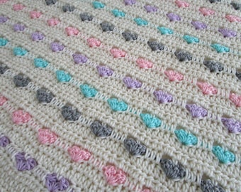 Hearts Crochet Blanket Pattern: Easy Beginner Afghan (PDF Pattern)