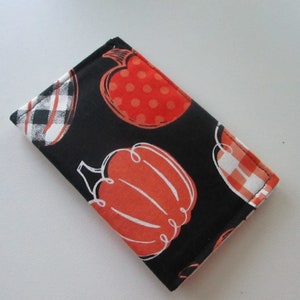 Cartera de calabazas de otoño, titular de la tarjeta de visita, cartera de Halloween, calabaza estilo granja