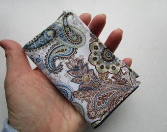 Paisley Card Holder Wallet: Handmade Fabric Business Card Case