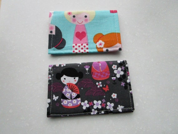 Japanese Kimono Doll Gift Card Holder Travel Wallet Badge ID 