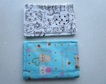Cat Print Card Holder, Handmade Fabric Wallet