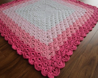 Ombre Shell Crochet Baby Blanket: PDF Pattern