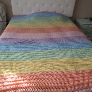 Crochet Rainbow Blanket Pattern: Chunky Afghan, Any Size (PDF Pattern)