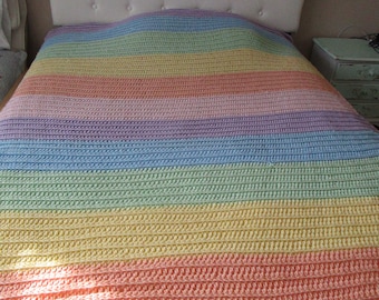 Crochet Rainbow Blanket Pattern: Chunky Afghan, Any Size (PDF Pattern)