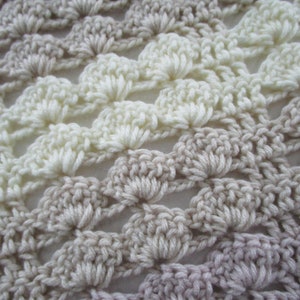Shells in Columns Crochet Blanket Pattern: Easy Modern Afghan (PDF Pattern)