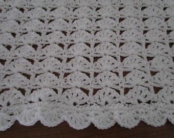 Aligned Shells Crochet Blanket Pattern: Modern Lace Throw (PDF Pattern)