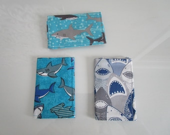 Handmade Shark Print Wallet: Business Card Holder, Credit Card Case