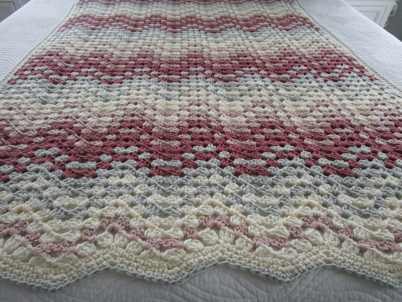 Modern Granny Chevron, Crochet Baby Blanket Pattern, Crochet Throw Blanket, Crochet Afghan Pattern image 1