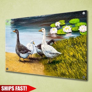 Geese In The Park, Office Acrylic Wall Display, Custom Print, Canvas Wrap, Framed Picture Options, Home Décor