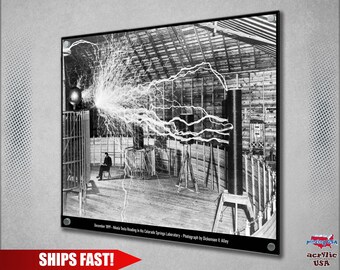 Tesla's Laboratory, Office Acrylic Wall Display, Custom Print, Canvas Wrap, Framed Picture Options, Home Décor
