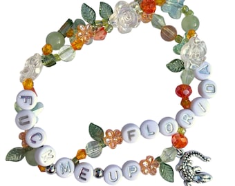 stretchy friendship bracelet • “f*ck me up florida” • charm bracelet