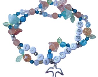 stretchy friendship bracelet • “is it over now” • charm bracelet