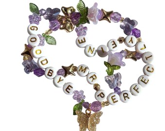 stretchy friendship bracelet • “goodbye Mr perfectly fine” • charm bracelet