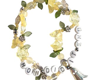 stretchy friendship bracelet • “how did it end” • charm bracelet
