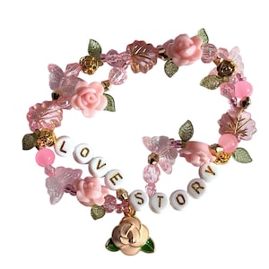 stretchy friendship bracelet • “love story” • charm bracelet